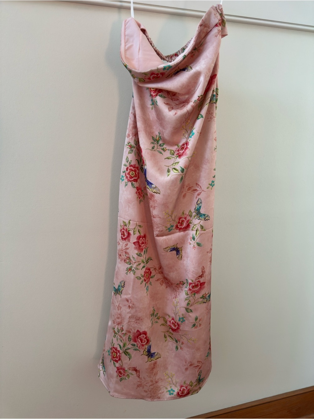 Strapless Pink Floral Maxi Dress - Picture 3 of 5